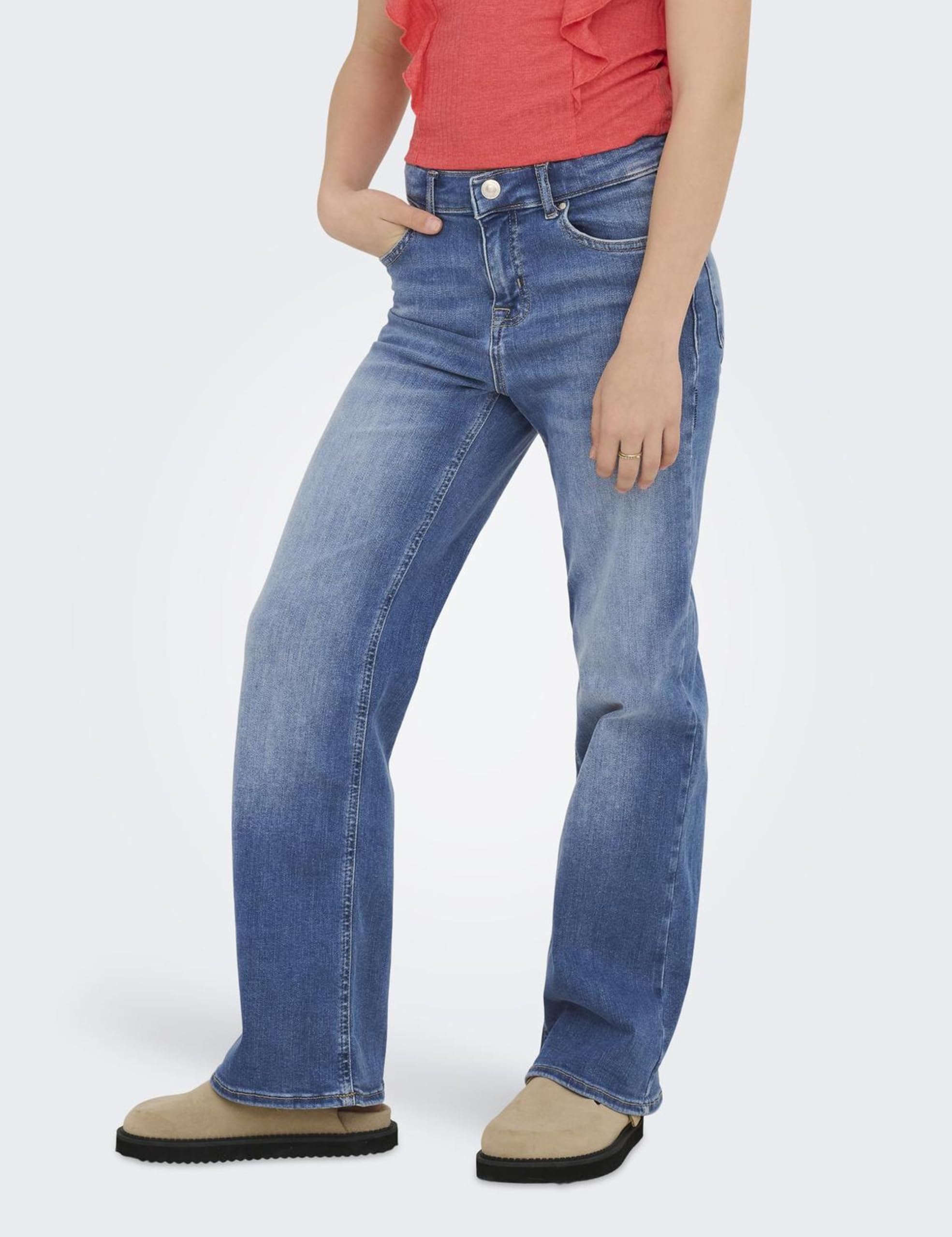 ONLY Mädchen Gerade Jeans Girl Jeans mit Weitem Bein Kogmadison Mittlere Taille Gerade Geschnitten Jeans