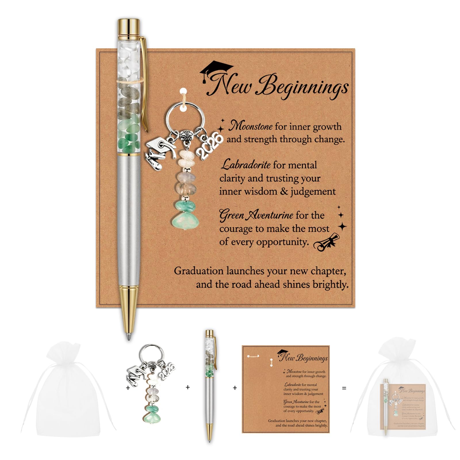 QBEJIME Graduation Gifts for Hers, Crystal Pens, Crystal Keychain, Graduation Gifts for Daughter, Graduation Presents for Her, Nursery, High School, University, Masters, Or Phd Gift