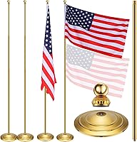Threan 2-Pack Indoor Telescoping Flagpole with Gold Ball Top & Sturdy Base - Adjustable 3.6-8.53ft Stainless Steel for Home Office Decor