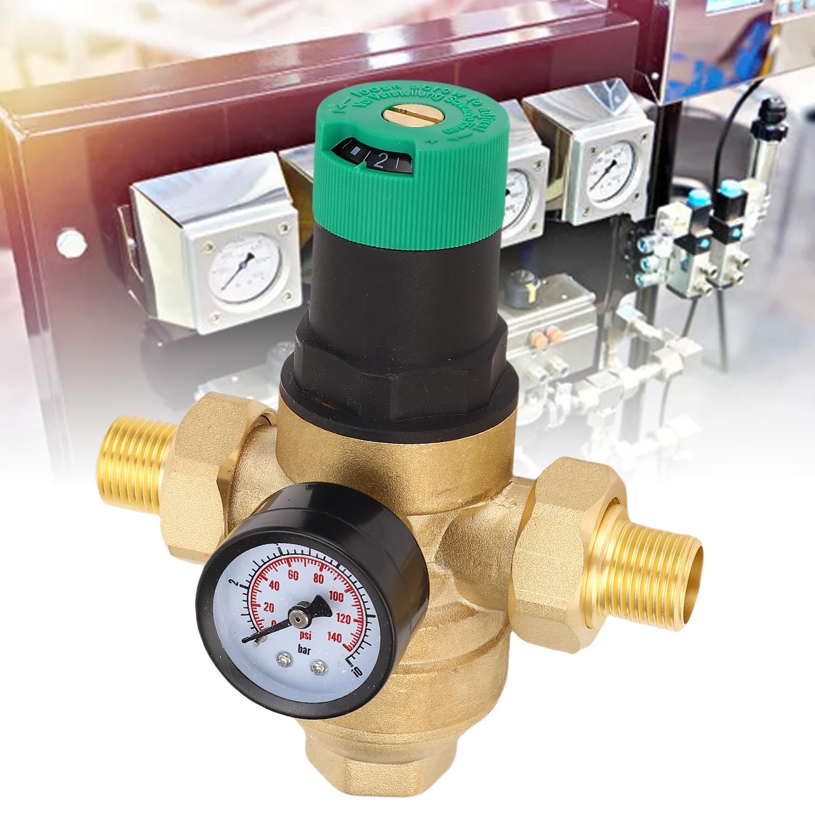Regulador de Presión de Agua de 0,1~0,5Mpa, Válvula Reguladora de Presión de Agua Ajustable de Latón con Medidor de Filtro de 40 Micras para Hogares Jardines Fábricas RV (3/4 pulgada (DN20))