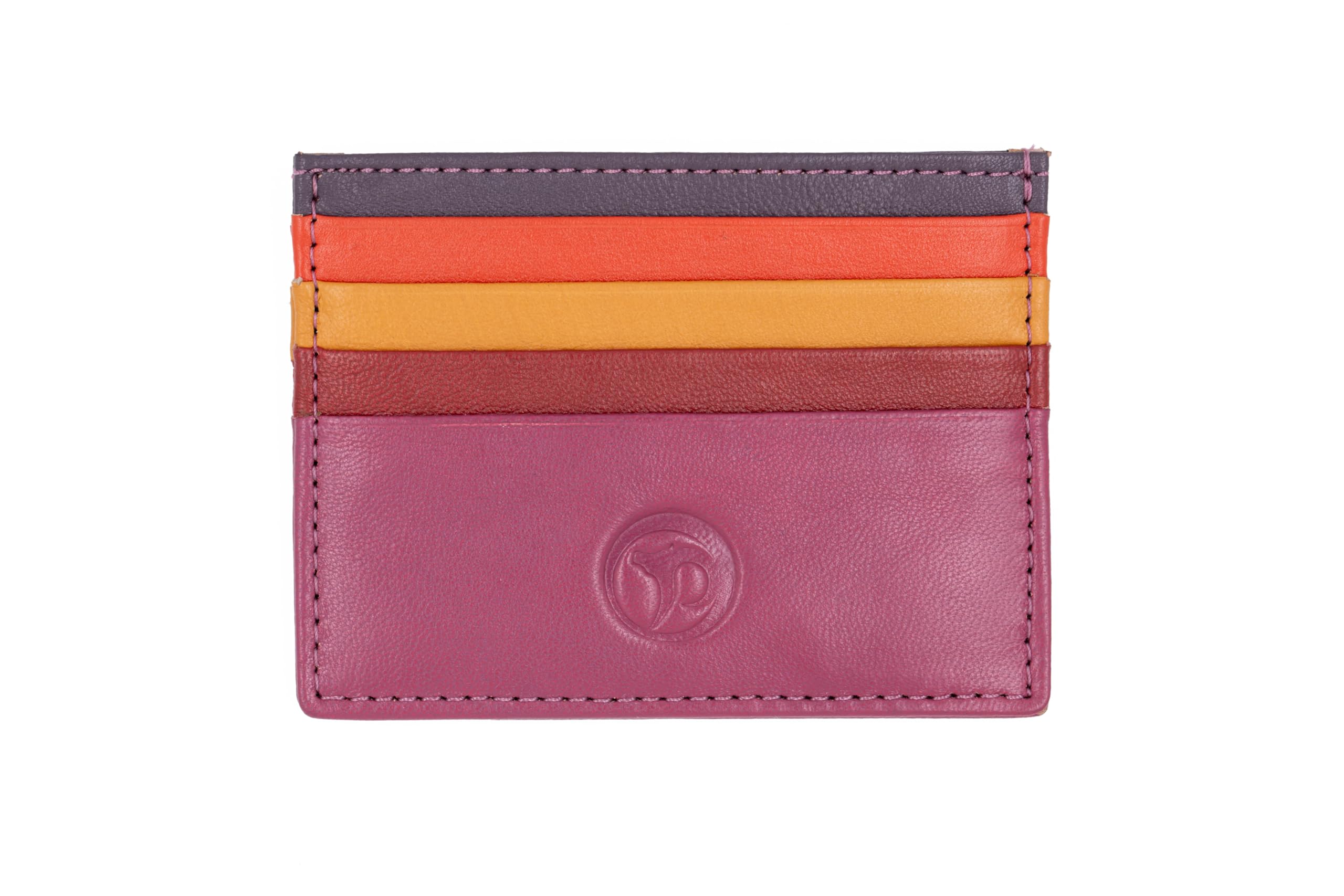 Ladies Genuine Leather Card Holder – Compact Red & Multi-Color Wallet with 8 Card Slots & 1 Pocket | Slim & Stylish Credit Card Case for Women | Travel-Friendly Organizer for Cards & IDs-image-16