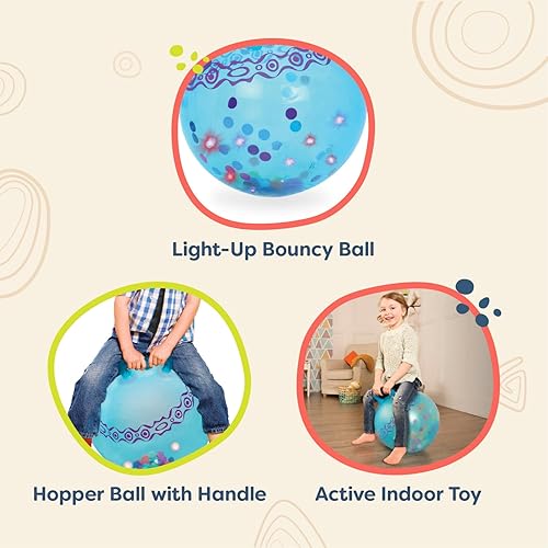 Miniatura 3 de B. toys - Hop n' Glow - Bola inflable iluminada con asa - Bola de tolva para niños a partir de 3 años (bomba de aire incluida)