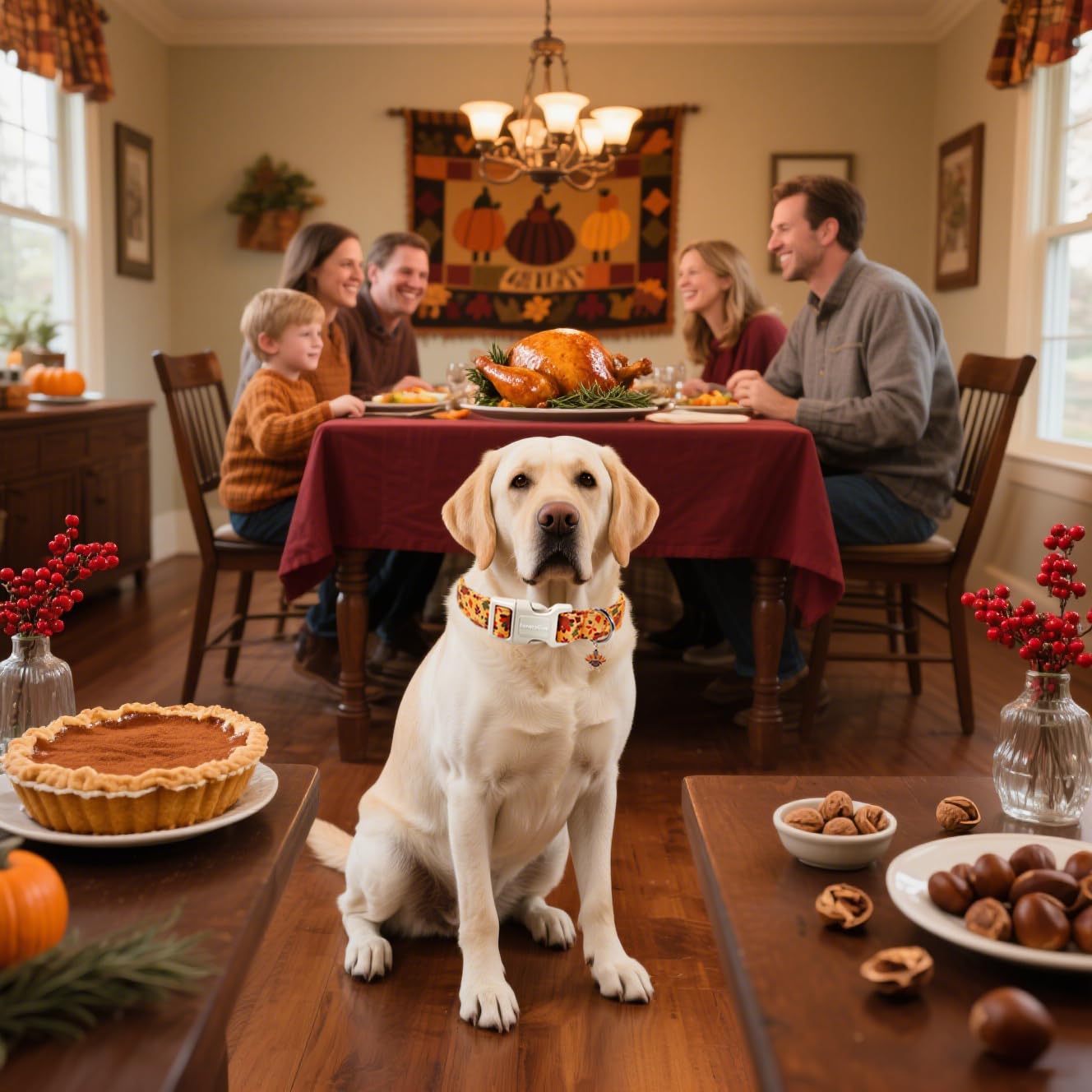 Lionet Paws Thanksgivng Day Dog Collar- Cute Yellow Turkey Dog Collars with Plastic Buckle and Turkey Pendant - Image 3