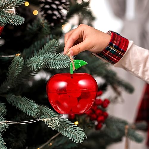Miniatura 8 de Healeved Tarros de dulces de manzanas falsas, 24 unidades de manzanas falsas de Navidad, manzanas de otoño, tarro de galletas de plástico,