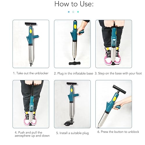 Miniatura 3 de Desbloqueador de drenaje de aire, desbloqueador de drenaje de aire de acero inoxidable, pistola de drenaje de alta presión, herramienta de