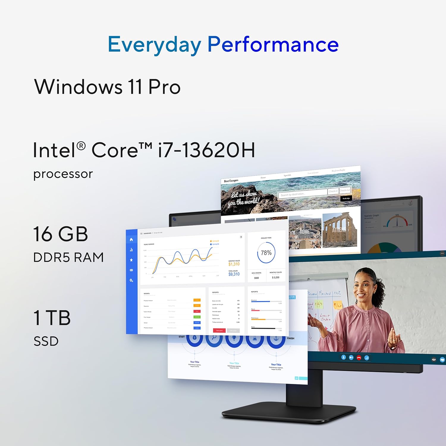 ASUS P470VA All-in-One, 23.8” FHD Anti-Glare Touch Display, 16GB DDR5 RAM, 1TB SSD, Intel® Core™ i7-13620H Processor, Windows 11 Home, Wired Keyboard and Mouse Included,P470VA-DS704T, Black