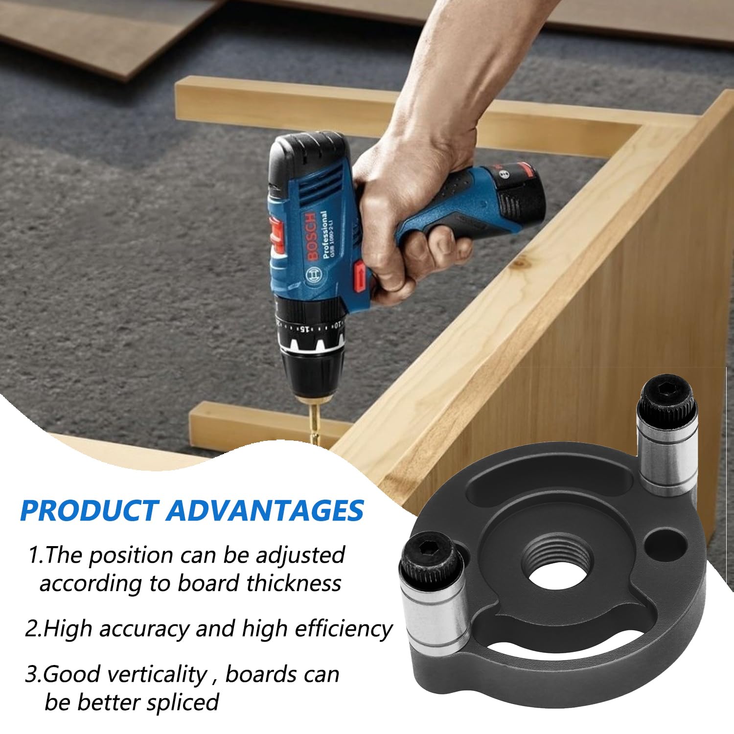 Dima per Spinatura Legno, Dima per Fori a Tasca, Dima per Fori Legno per Trapano 3/4/5/6/7/8/9/10 mm Fori per Legno Localizzatore, Guida Trapano Perpendicolare, Dima per Cerniere a Scodellino