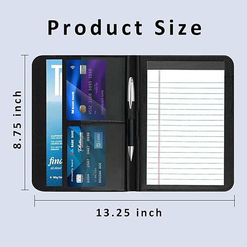 Miniatura 4 de Gorbado Carpeta A5 Padfolio Business Portafolio, organizador de carpetas de documentos de tamaño junior, Padfolio con bolsillo interior y bucle para