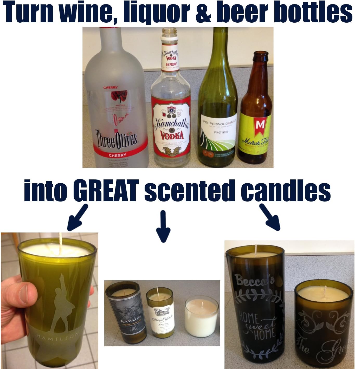 DIY Gateway Candle Making Kit & Bottle Cutter: Make Candles Out of Wine Bottles – with 2 LB Soy Wax, Scents, Wicks + Holders & Other Supplies