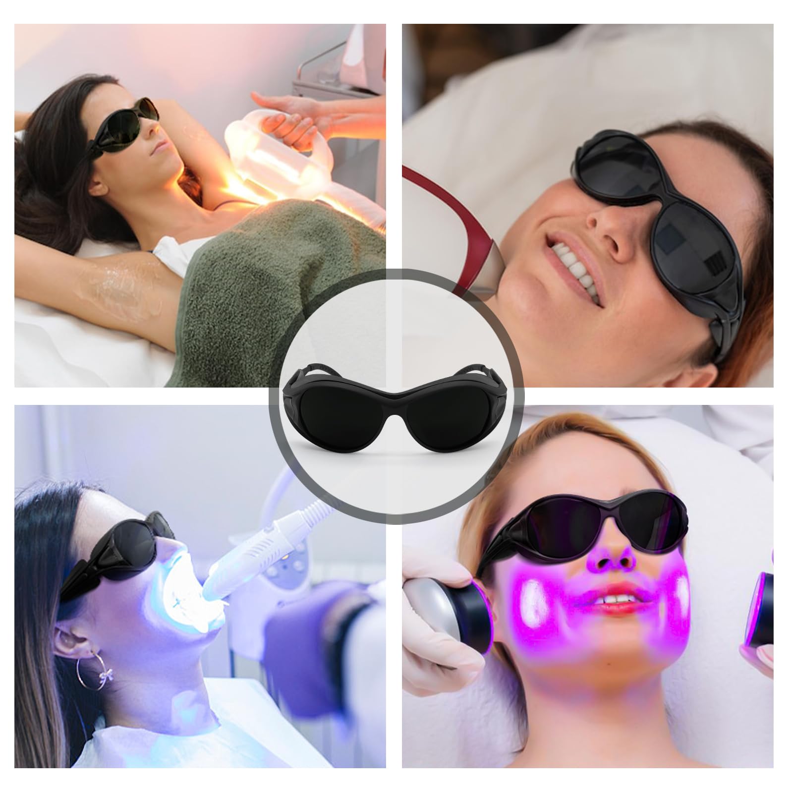 Gafas de terapia de luz roja, gafas de seguridad láser IPL 200-2000 nm, gafas de protección ocular muy oscuras para terapia de luz roja y bronceado en el gimnasio o la playa