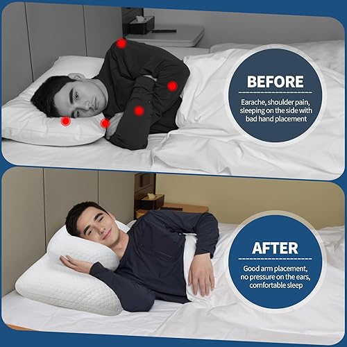 Miniatura 6 de Almohada cervical ergonómica para aliviar el dolor de cuello, almohada de contorno para personas que duermen de lado, espalda y estómago con