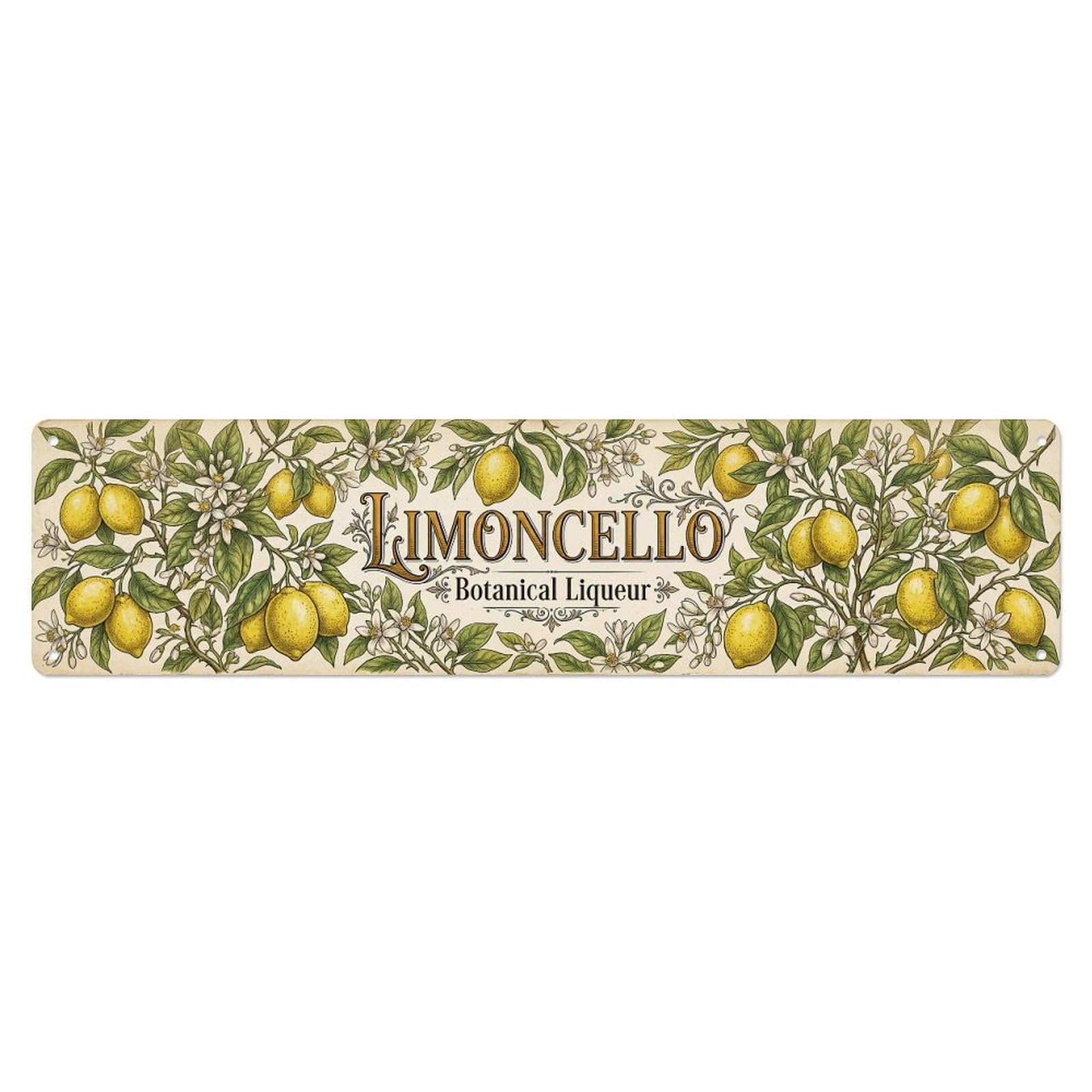 Vintage Limoncello Botanical Lemon Liqueur Metal Tin Sign Plaque Wall Decor for Cafe, Club, Garden Metal Poster 4x16Inch