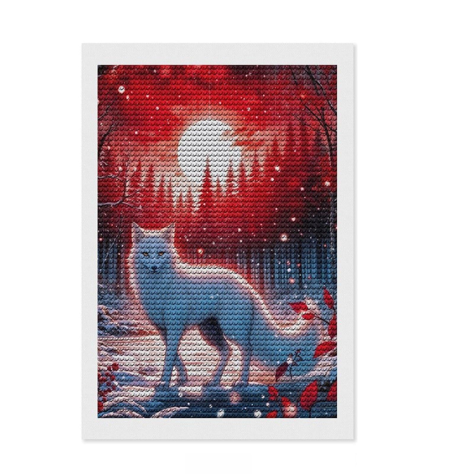 Junmoney Ghost Wolf Full Drill Diamond Painting Kit 8"x12", for Women, Mindful Craft Activity, Living Room Decor, Festive Craft Gift