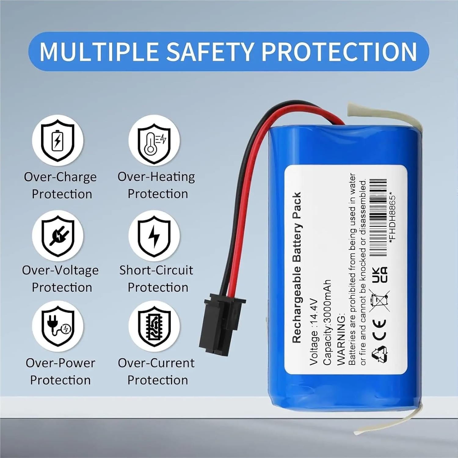 14.4V 3000mAh Vacuum Battery Replacement, Compatible For Cybovac, L20, Compatible For Grande，2，Sweeping Robot Vacuum Cleaner Parts