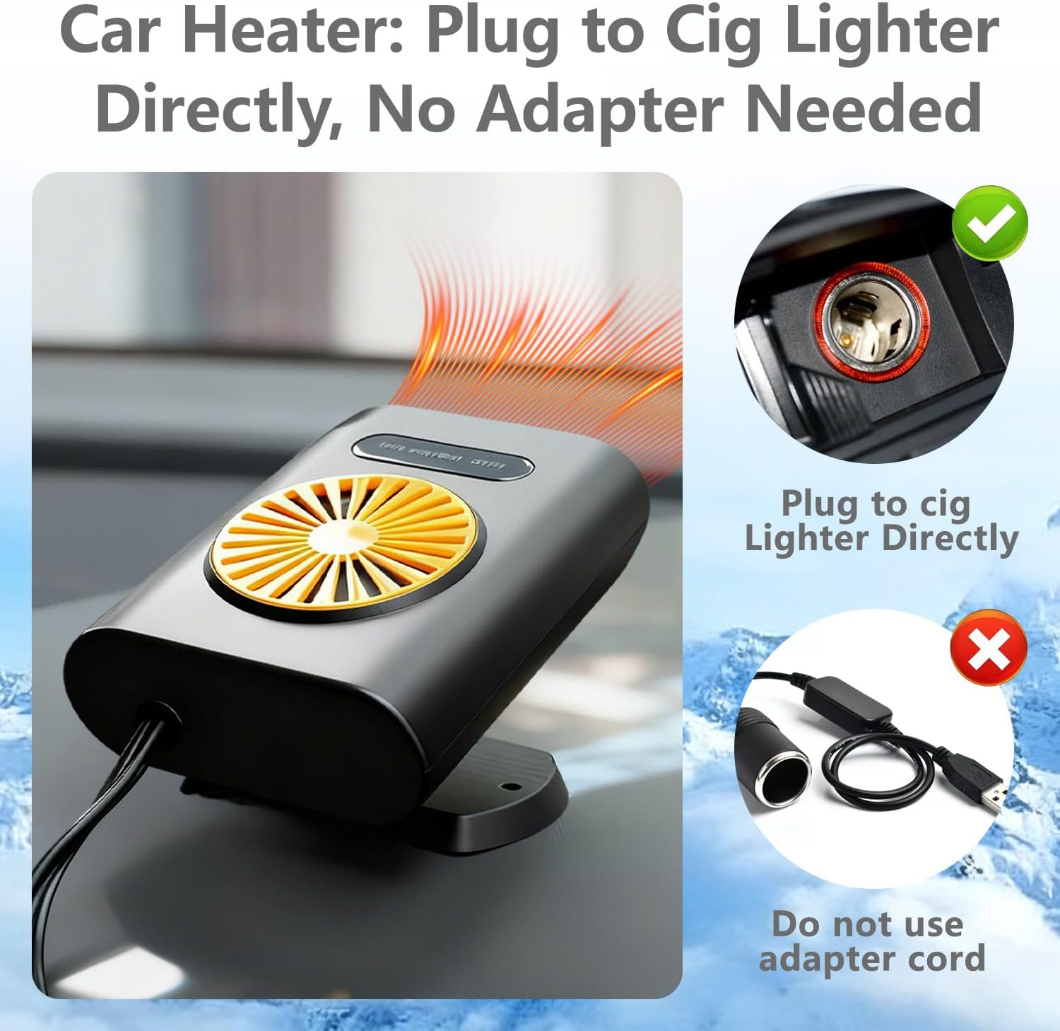 Portable Car fan for Vehicle, 200W 12V Air Conditioner for Car, 2 in 1 Heating Fan Defroster 360° Rotatable Cooling Fans Automotive Replacement Heater for SUV,RVs