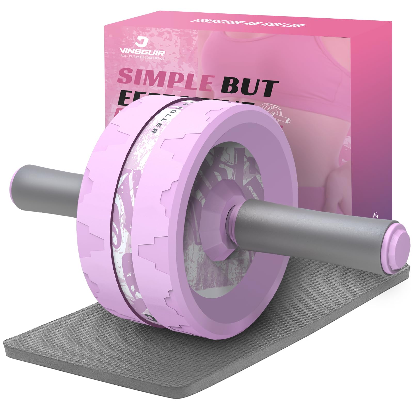 VINSGUIR Ab Roller Wheel, Abs & Core Workout Equipment for Home Gym with Knee Pad Accessories, Abdominal Wheel for Full-body Strength Training