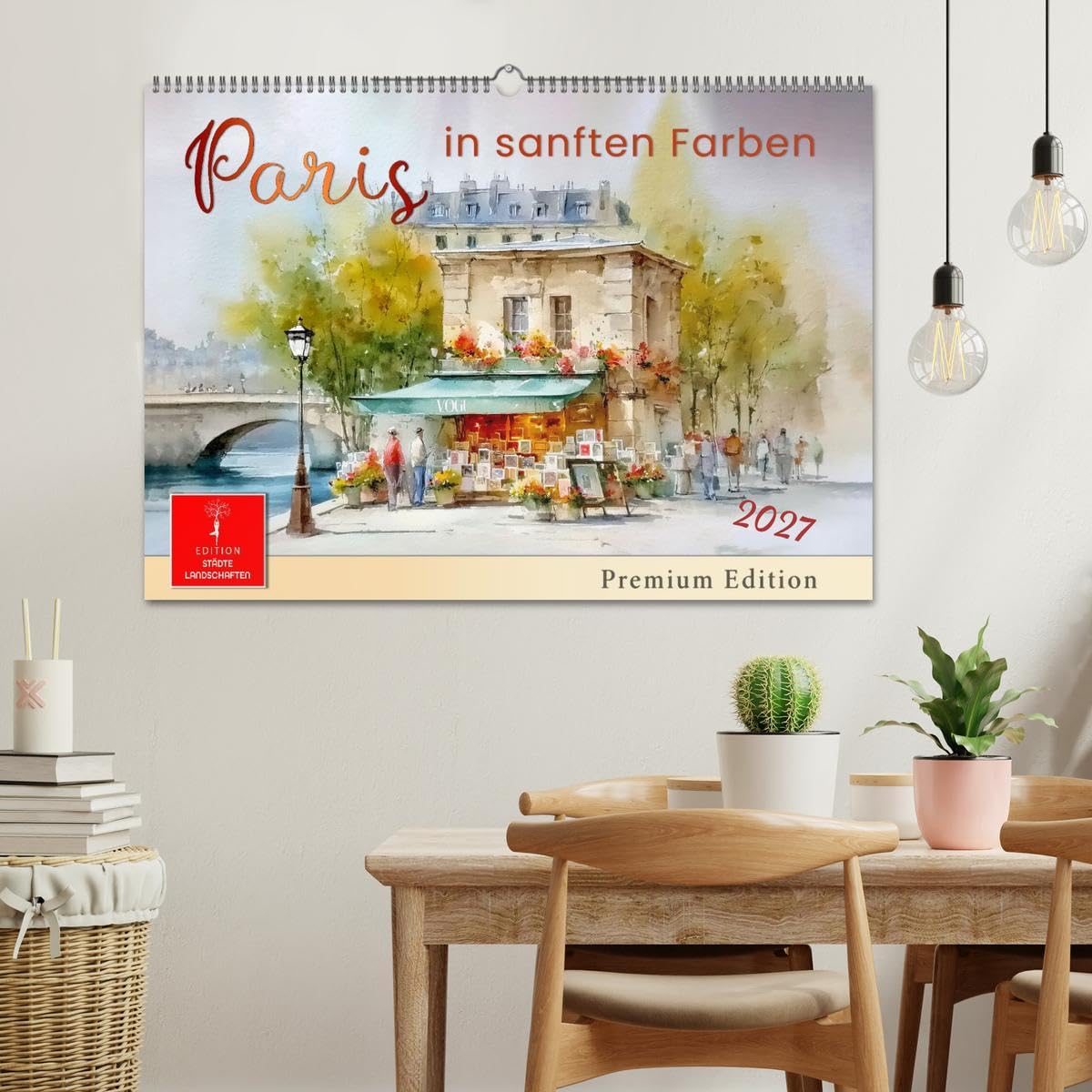 Paris in sanften Farben (Wandkalender 2027 DIN A2 quer), CALVENDO Monatskalender: Paris in warmem Aquarelllicht - sanft gemalt. (CALVENDO Orte)