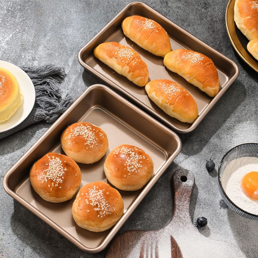 Prostokątna blacha do pieczenia ciasta ze stali węglowej Non-stick Diy Ciasto Głębokie patelnie Naczynia do pieczenia (11 cali różowy)