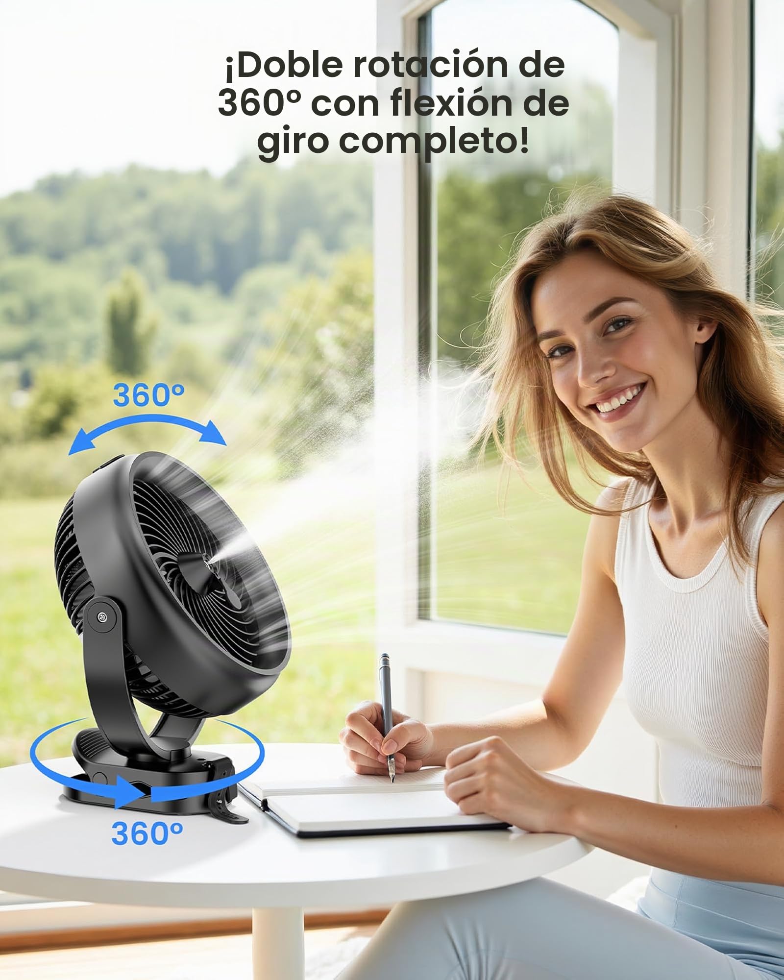 Koonie Ventilador de nebulización de 8 pulgadas, 10000 mAh, funciona con