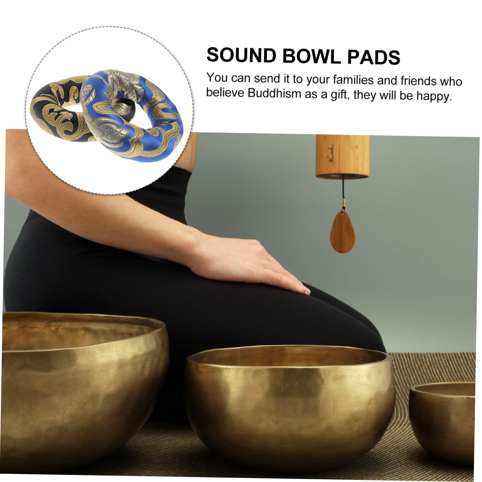 Hoement Buddha Sound Bowl Cushions 2-Pack 2.95 Inch Cotton Meditation Pads with Buddhist Symbol for Tibetan Singing Bowls Lightweight Durable - Image 4