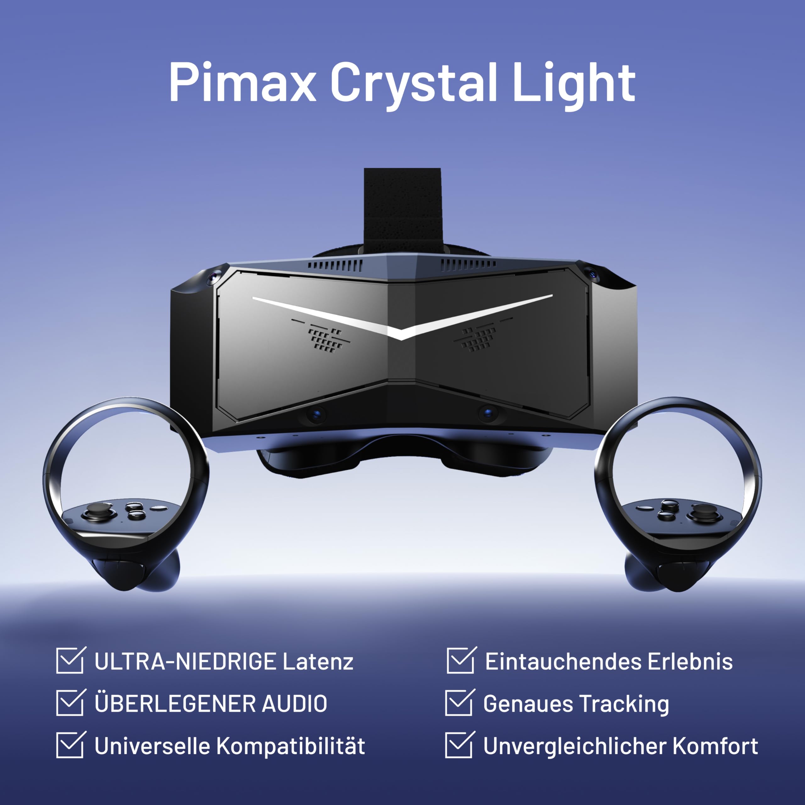 Pimax Crystal Light Hochauflösendes PC VR-Headset & VR-Brille mit 8K-Auflösung & 120Hz – Für SteamVR-Spiele, Flug- & Rennsimulatoren – Inklusive Controller, Vollzahlungs-Version