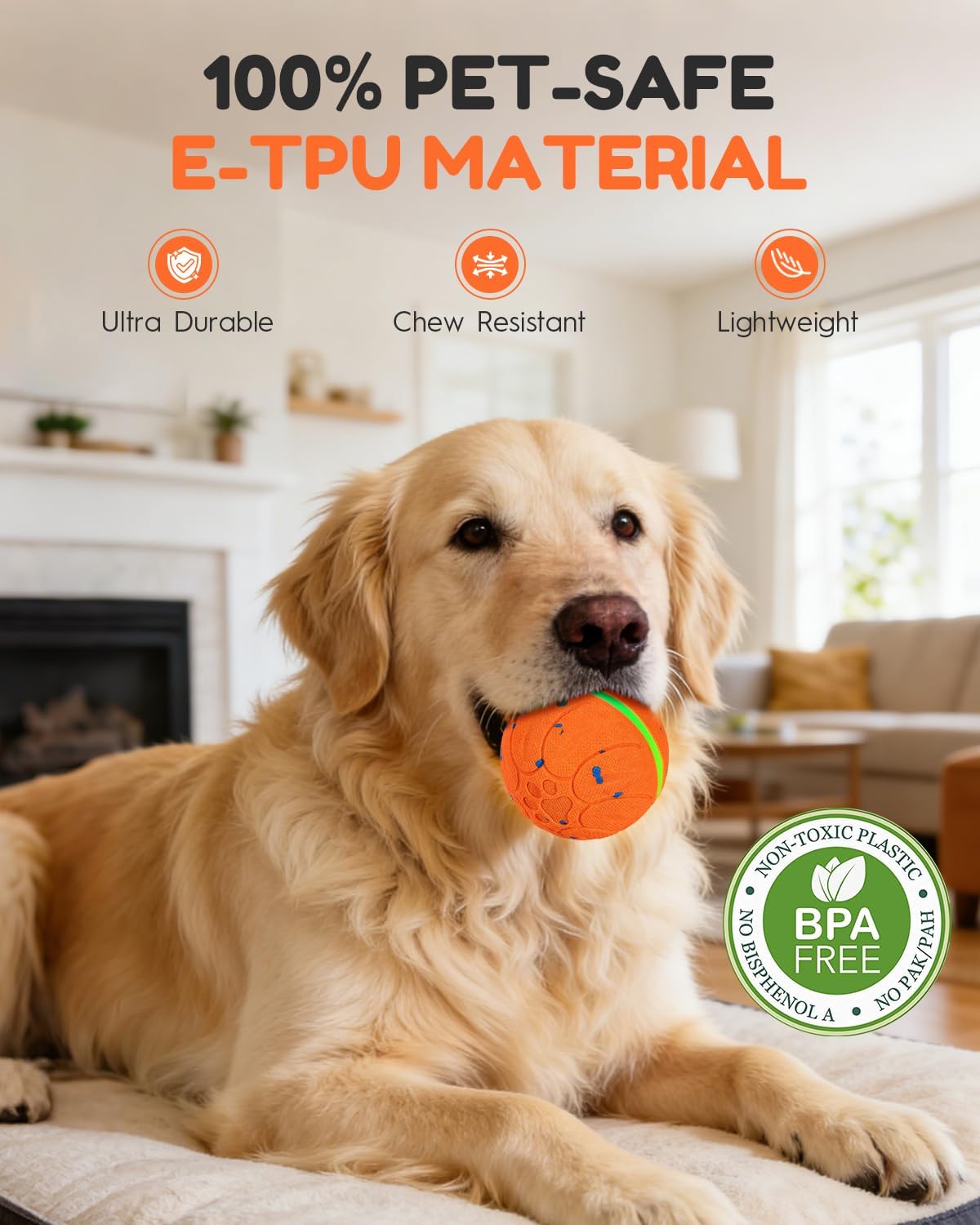 osou Smart Interactive Dog Toys, Automatic Moving Rolling Bouncing Dog Ball for Medium & Large Dog Breeds, E-TPU Durable & Waterproof, with Irregular Motion to Encourage Active Play