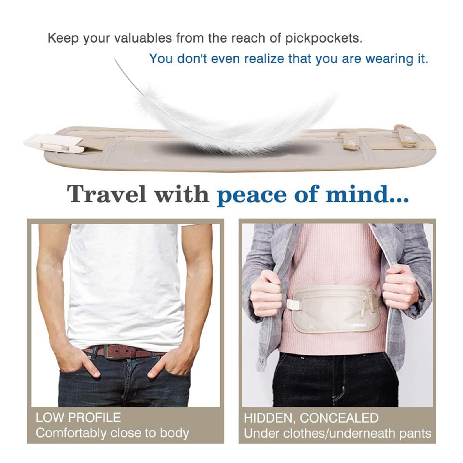Unsichtbare Reise Taille Packs Beutel for Passgeldgürtelbeutel versteckte Sicherheitsbrieftasche Geschenkbeutel Brust Pack Geld Taillenbeutel