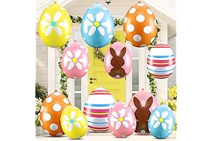 Jetec Premium Inflatable Easter Eggs for Yard Decorations – 12 Pack of...