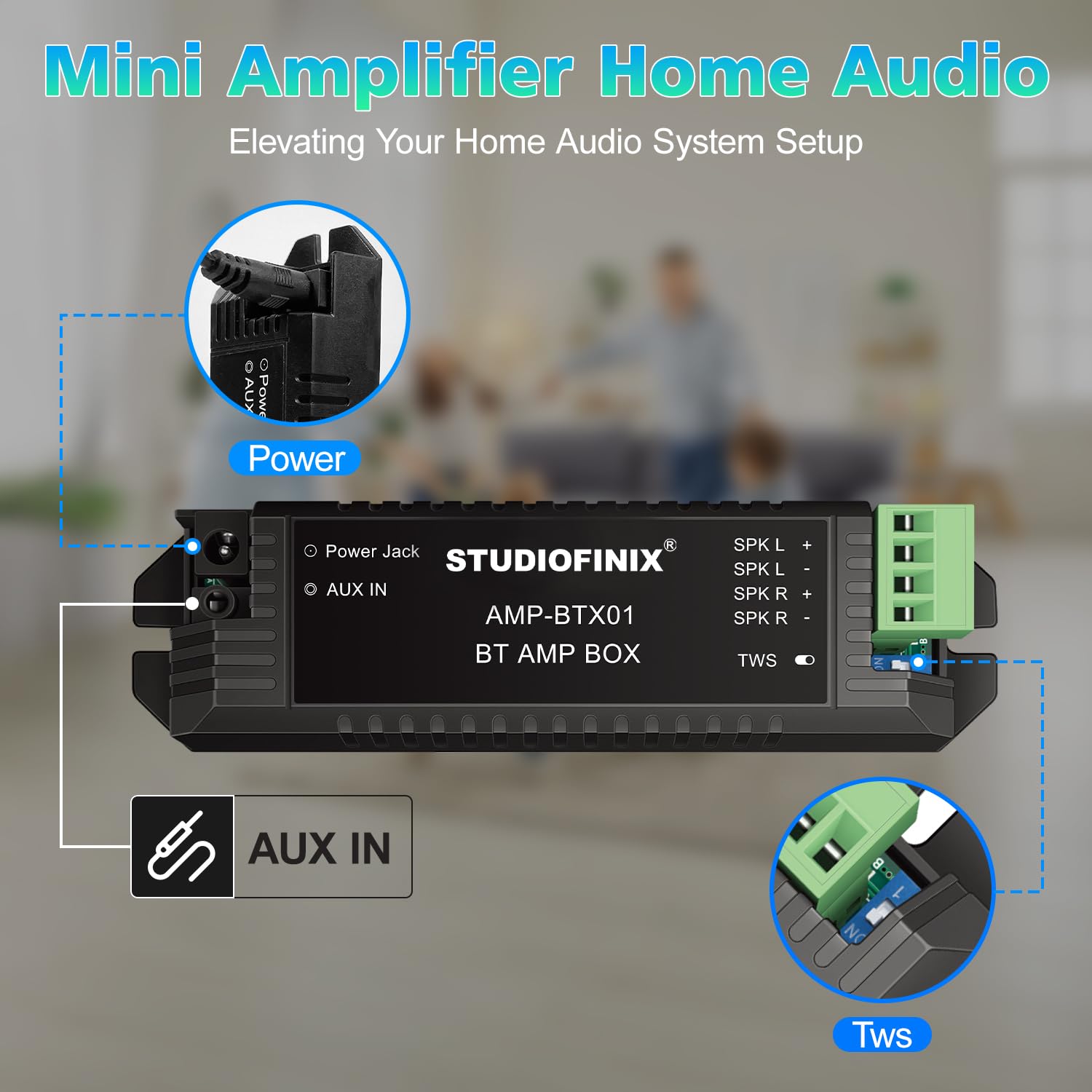STUDIOFINIX Sistema de Altavoces coaxiales de 3 Pulgadas con Bluetooth, Impermeable, para Coche, Furgoneta, camión, Tractor, Caravana, Caravana
