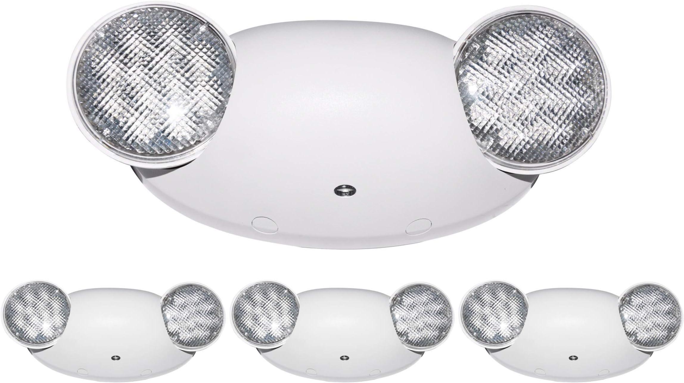 YaoKuem LED Emergency Exit Lighting Fixtures with 2 LED Bug Eye Heads and Back Up Batteries- US Standard Emergency Light, UL 924 and CEC Qualified, 120-277 Voltage (4-Pack)