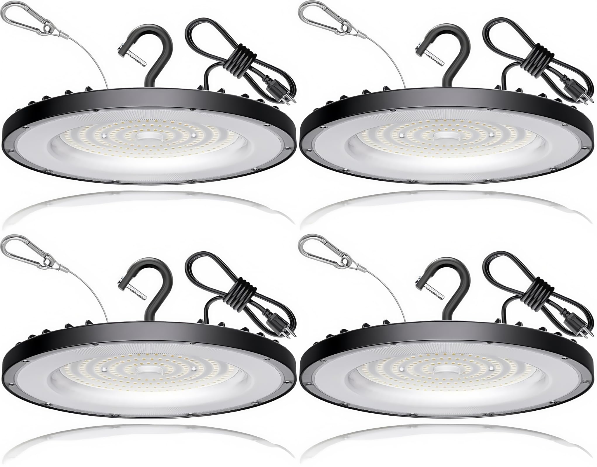 Huliang Super Bright 150W Led High Bay Light(600W MH/HPS Equiv) – 21000lm, 5000K Daylight, IP65 Waterproof UFO LED Flood Light for Construction, Warehouse, Outdoor & Commercial Use?4 Pieces?