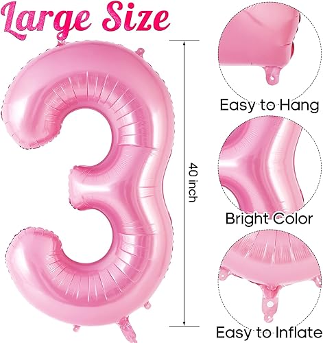 Miniatura 66 de Globo rosa del número 0 de 40 pulgadas, globos grandes de aluminio con número de helio, globos gigantes gigantes de Mylar número 0 para decoración