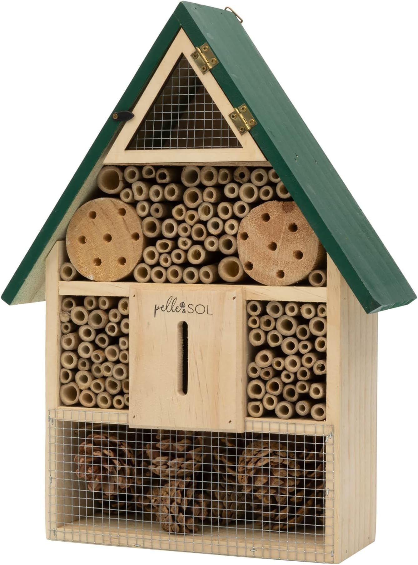 Pelle & Sol Eco-Friendly Bee House | Bug Hotel for Bees, Butterfly, Insect | Kid Friendly Weather Resistant Hanging Bee Hotel Bamboo Nesting Habitat | Bug House Garden Decor & Nature Gifts for Kids