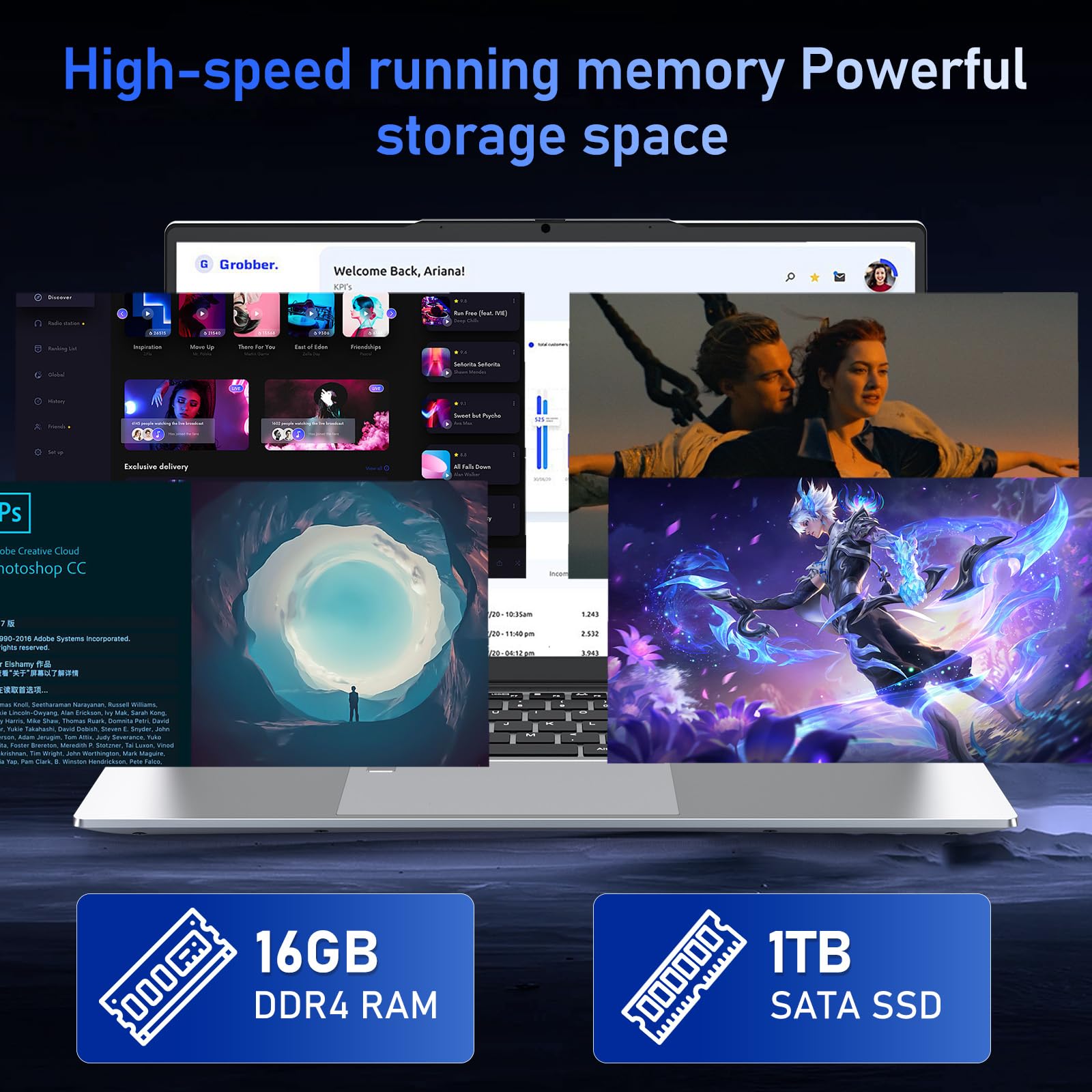 FUNYET PC Portatile 15,6 pollici Notebook Gaming Laptops,2025 i9-11900H Processore (fino a 4,9Ghz) Gamer Laptop, 16GB RAM 1TB SSD, Computer Tastiera Retroilluminata, Tipo-C, RJ45 (i9-11900H, 16GB+1TB)