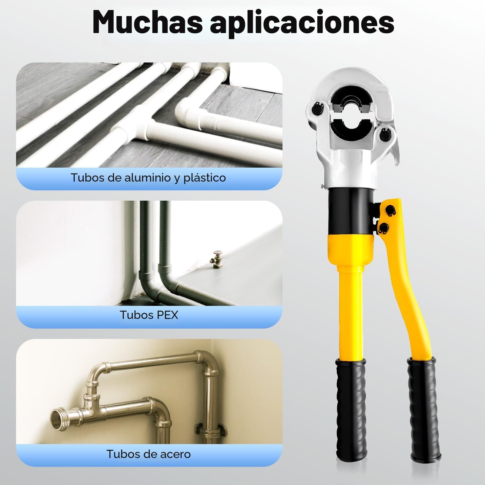Alicates de prensa hidráulica TH 12 tonos, 16-32 mm, mordazas de presión 360° para tubos compuestos y accesorios
