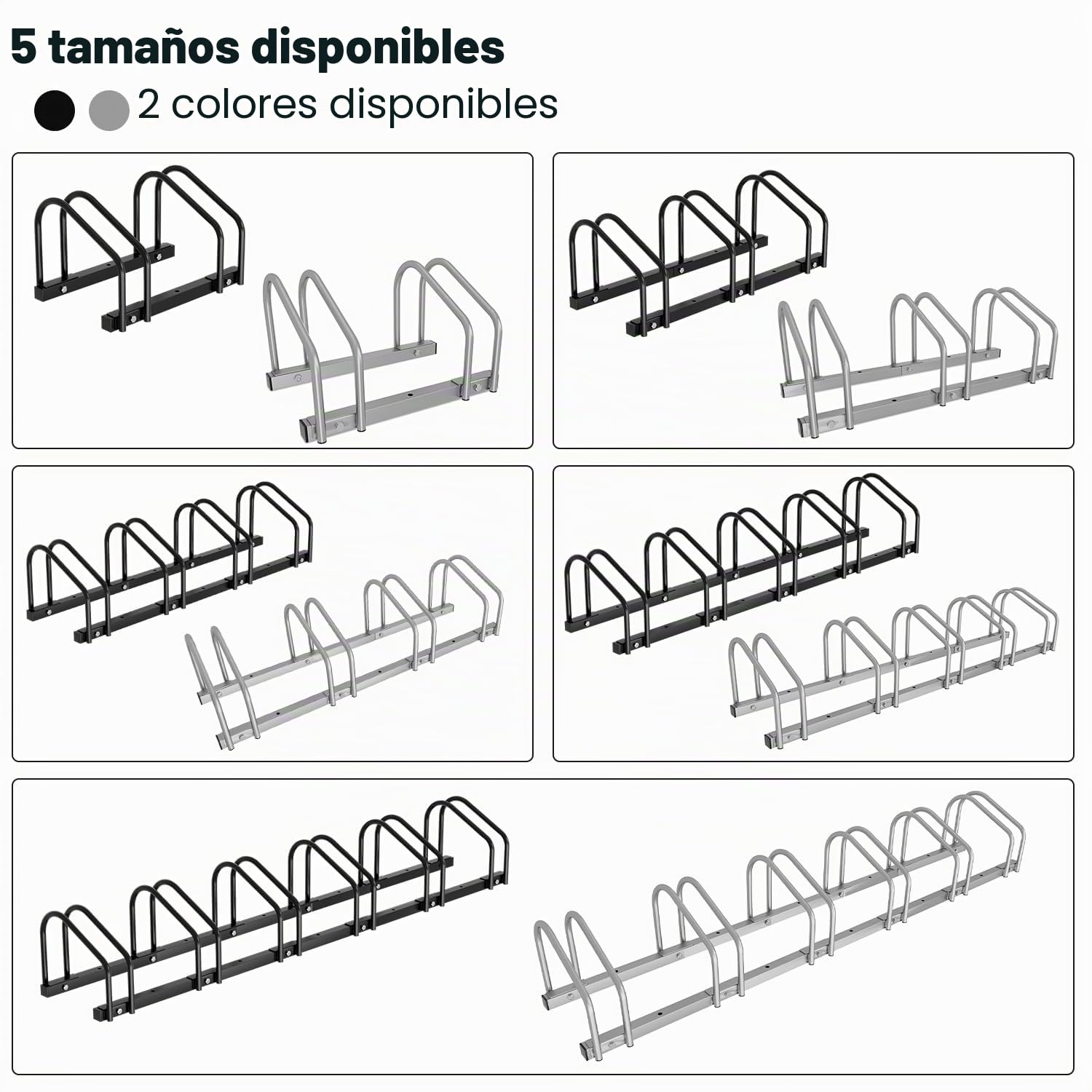 Aparcabicicletas para 6 bicicletas, soporte de bicicleta para el suelo con distancia entre ruedas de 30 cm para una anchura de neumático de 35-55 mm, soporte de bicicleta para montaje en