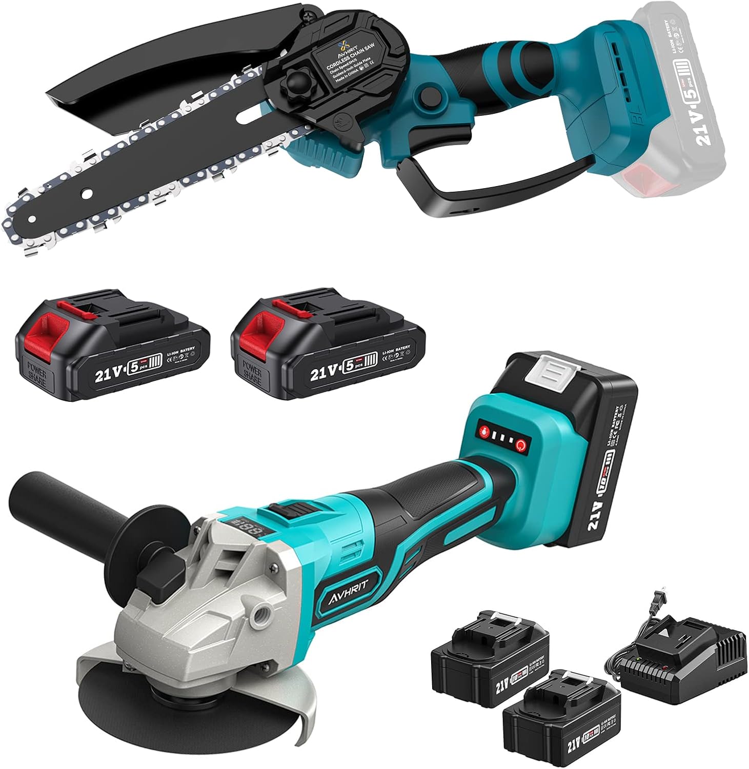 Bundle Cordless Mini Chainsaw + 21V Compact Wood Router with 4.0Ah ...