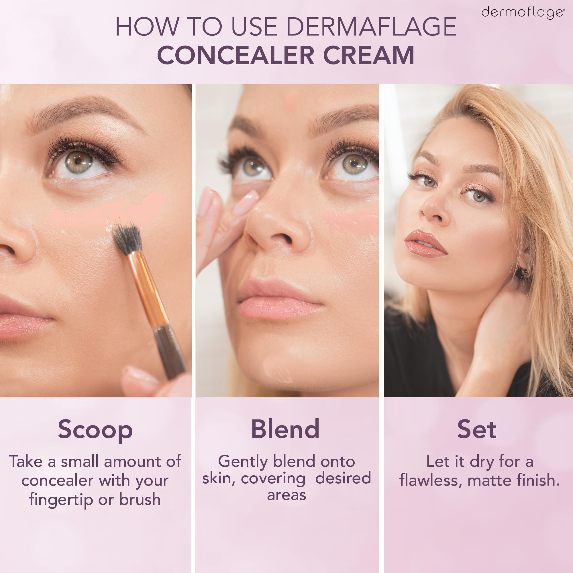 Dermaflage Waterproof Concealer Cream (Porcelain), Concealer Full Coverage, Matte Finish for Face & Body, Hides Dark Circles - Image 3