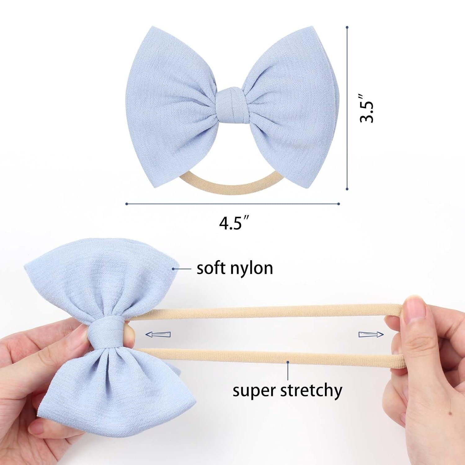4.5 inches Hand-made Baby Bow Nylon Stretchy Headband Colorful Pack of 19 for Newborn Infant Toddler Hair Accessories