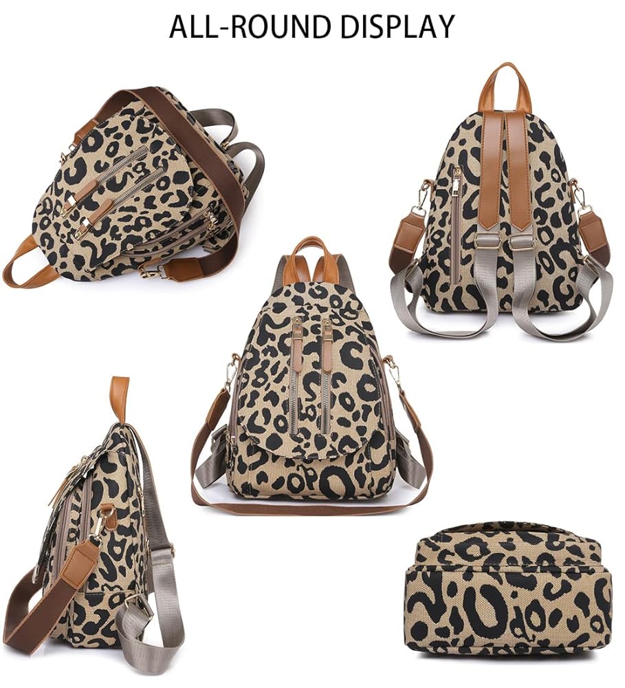 Amazon.com: Hiriotin Leopard Print Backpack for Women Pu