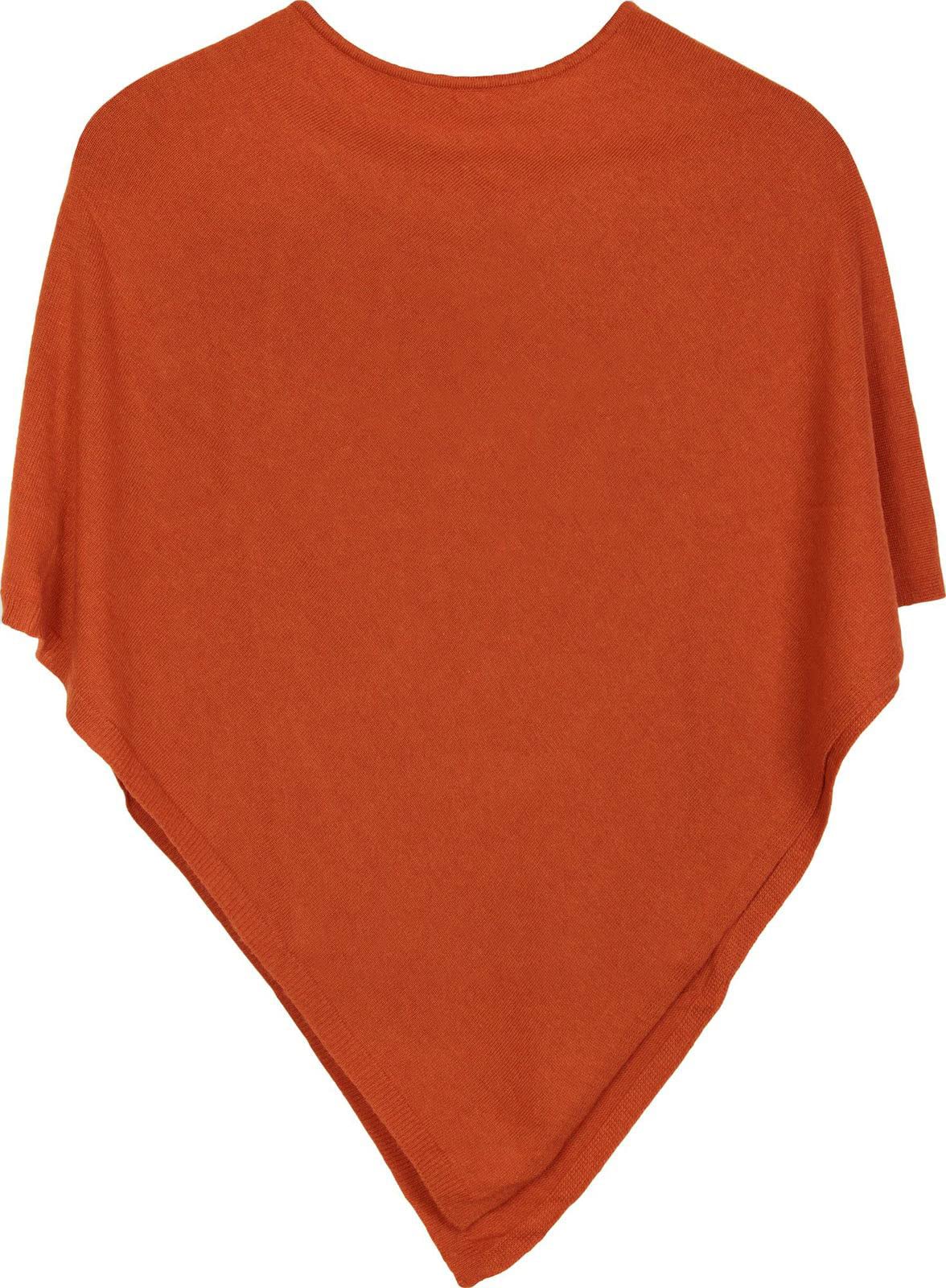 styleBREAKER soft fine knit poncho in plain, round-neck, ladies 08010042, Colour:Orange