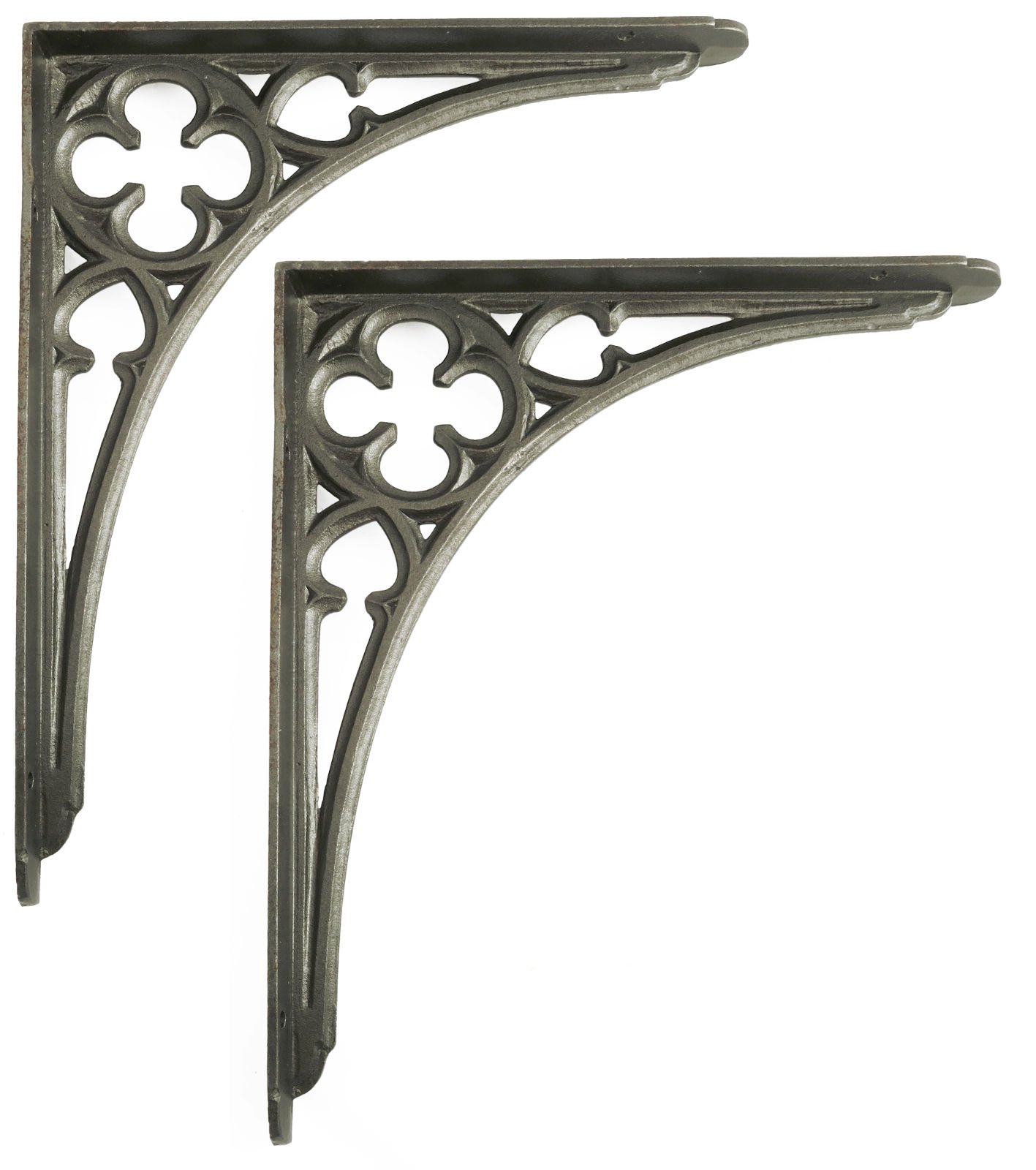 Castelion Iron Grey Castelion® Pair Of Cast Iron Victorian Gothic Shelf Brackets - 10" Or 12" (25 Or 30Cm)