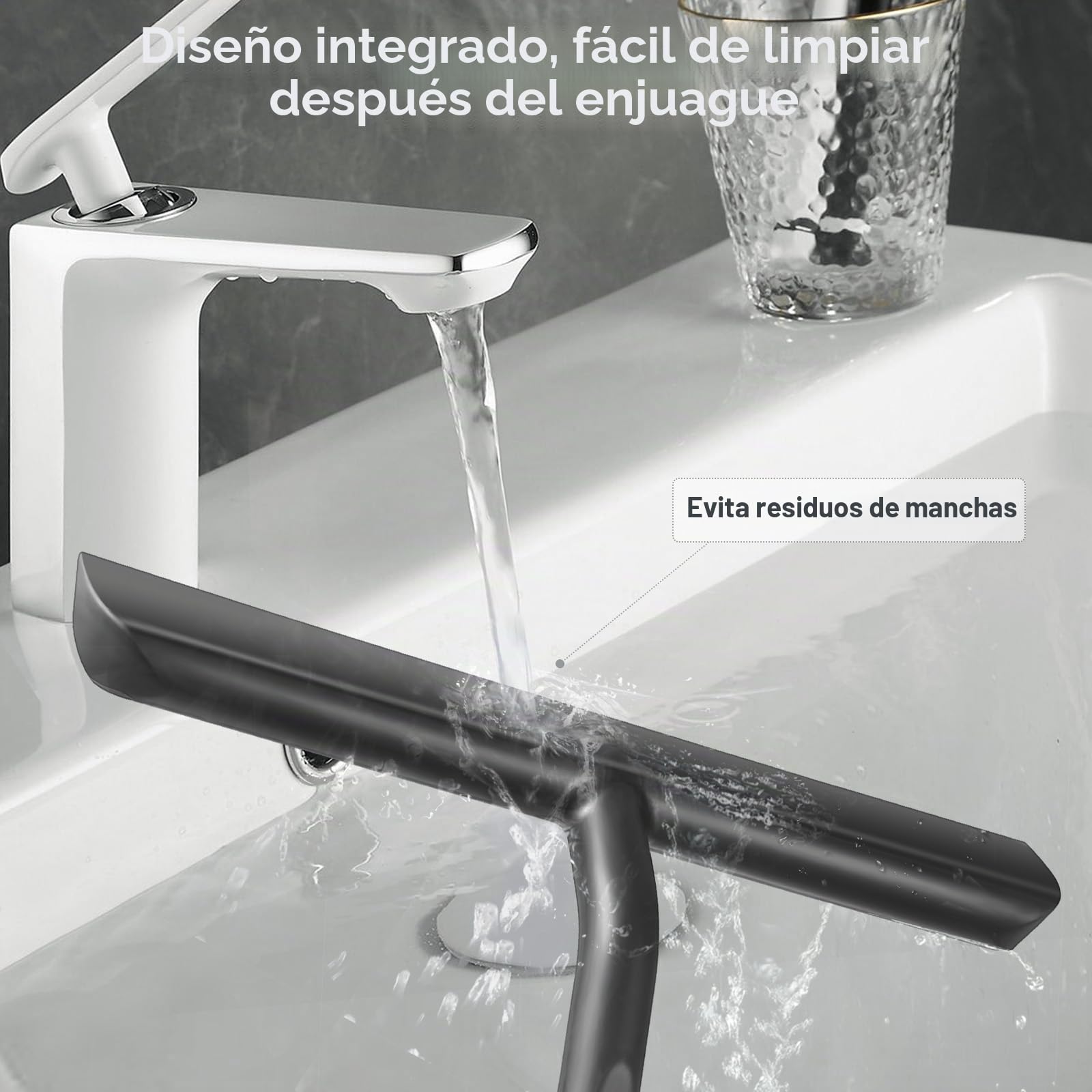Vinabo rasqueta limpiacristales Ducha,Limpia Cristales mamparas Ducha, Limpia mamparas con Soporte para Ducha, baño, Azulejos, Espejos, Ventanas (21 cm, Negro) (Paquete de 5)