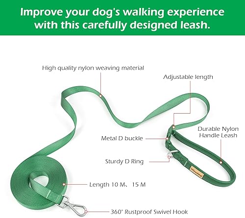 Miniatura 5 de Wisedog Correa larga de 30.8 pies para perros grandes, correa larga resistente con mango acolchado suave, longitudes ajustables, ideal para