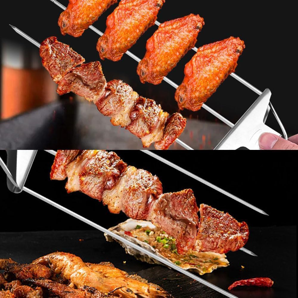 2 Spiedini for Griglia a 3 Vie - Grillsavant, Spiedini for Griglia a 3 Vie, Spiedino for Grigliare a 3 Vie, Spiedini for Griglia in Metallo a 3 Vie da 14,7 Pollici, Spiedini for Kabob in Metallo in Ac