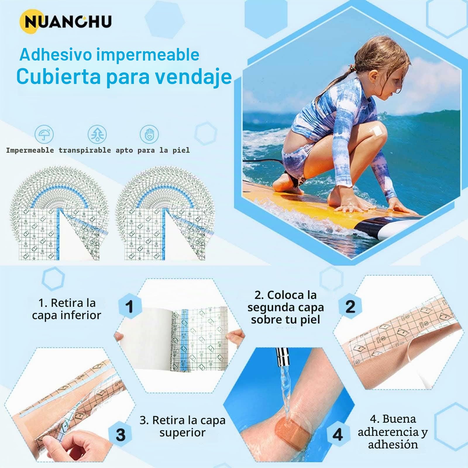Vendaje Adhesivo Elástico Impermeable, Cubierta De Ducha Con Catéter De Diálisis Pd, Protectores Heridas For Accesorios Del Puerto De Diálisis Peritoneal(50pcs 20 x 20cm)