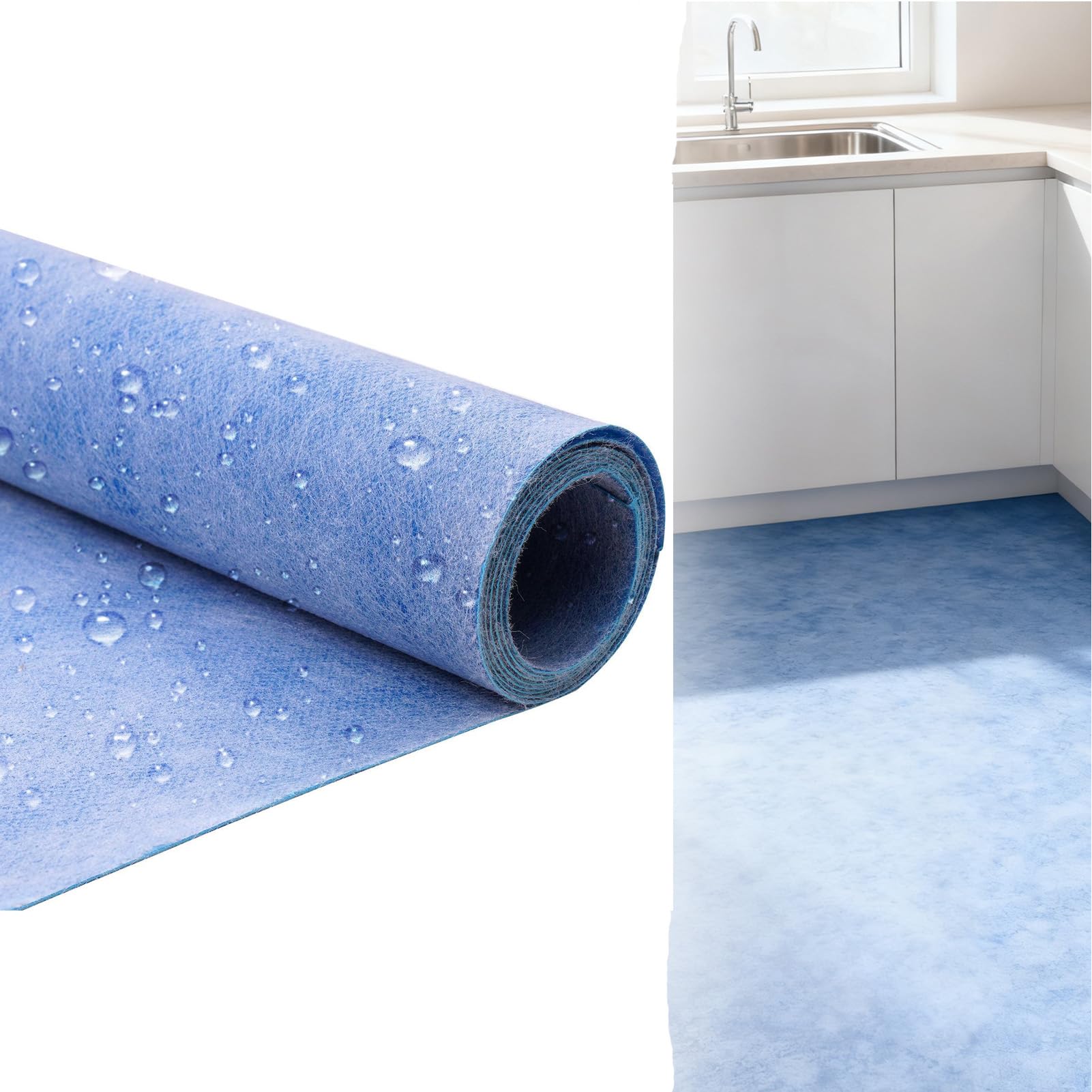 ACESOME 10M×30CM Floor & Wall Waterproof Membrane, Decoupling Tanking Membrane, Underlay for Vinyl Flooring, Vapour Barrier Polyethylene Fabric Roll for Wood, Tile, Ceramic,Wet Room (Blue)