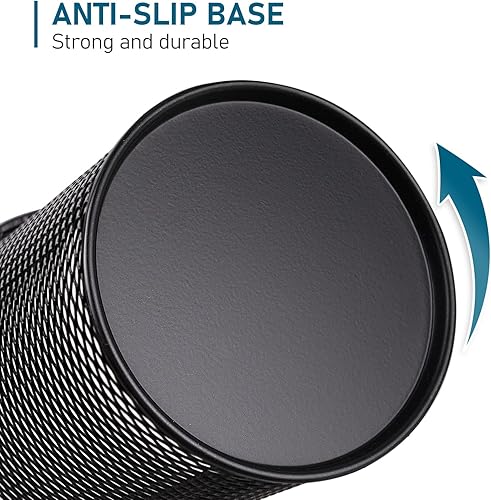 Miniatura 4 de QYH Portalápices de metal para escritorio de malla, 4 paquetes, organizador de bolígrafos negro, oficina, 3.54 x 3.93 pulgadas