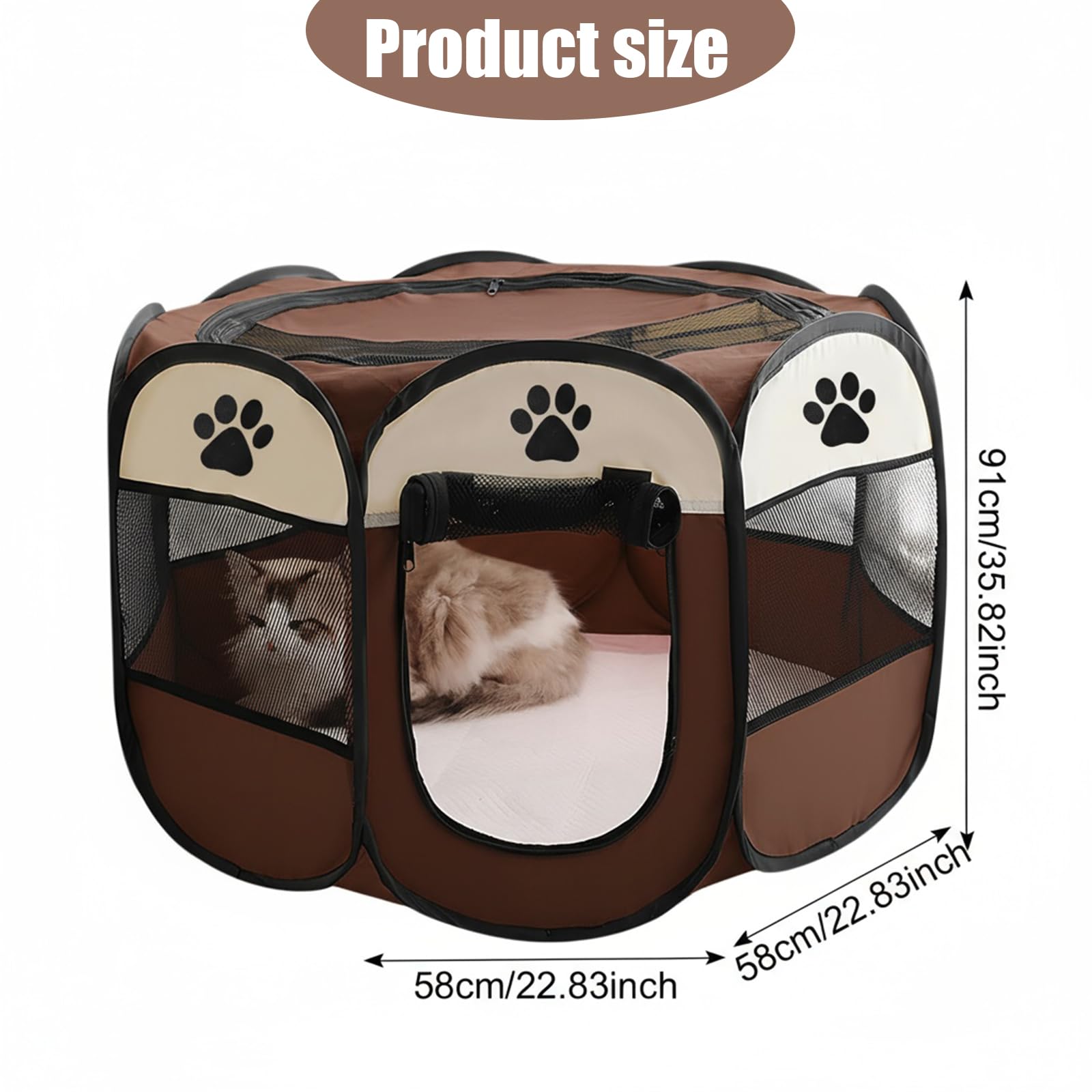 Foldable Pet Playpen, Portable Dog Cat Play Pen Indoor Outdoor Pet, Fence Breathable Mesh Pet, Soft Cage Tent, Pop-Up Design - Image 2