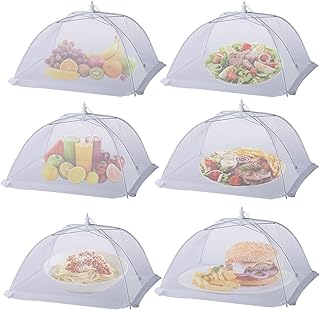 6 Pack Food Covers for Outside Mesh, Food Nets for Outdoors Large Food Covers, Food Tents Screen Outside,Reusable Pop-Up Umbrella Food Nets for Picnics, Parties, BBQs
